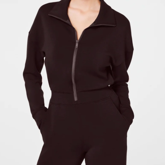 NEW Spanx AirEssentials Long Sleeve Truffle Brown Jumpsuit Sz M NWT Never Worn - Picture 3 of 4